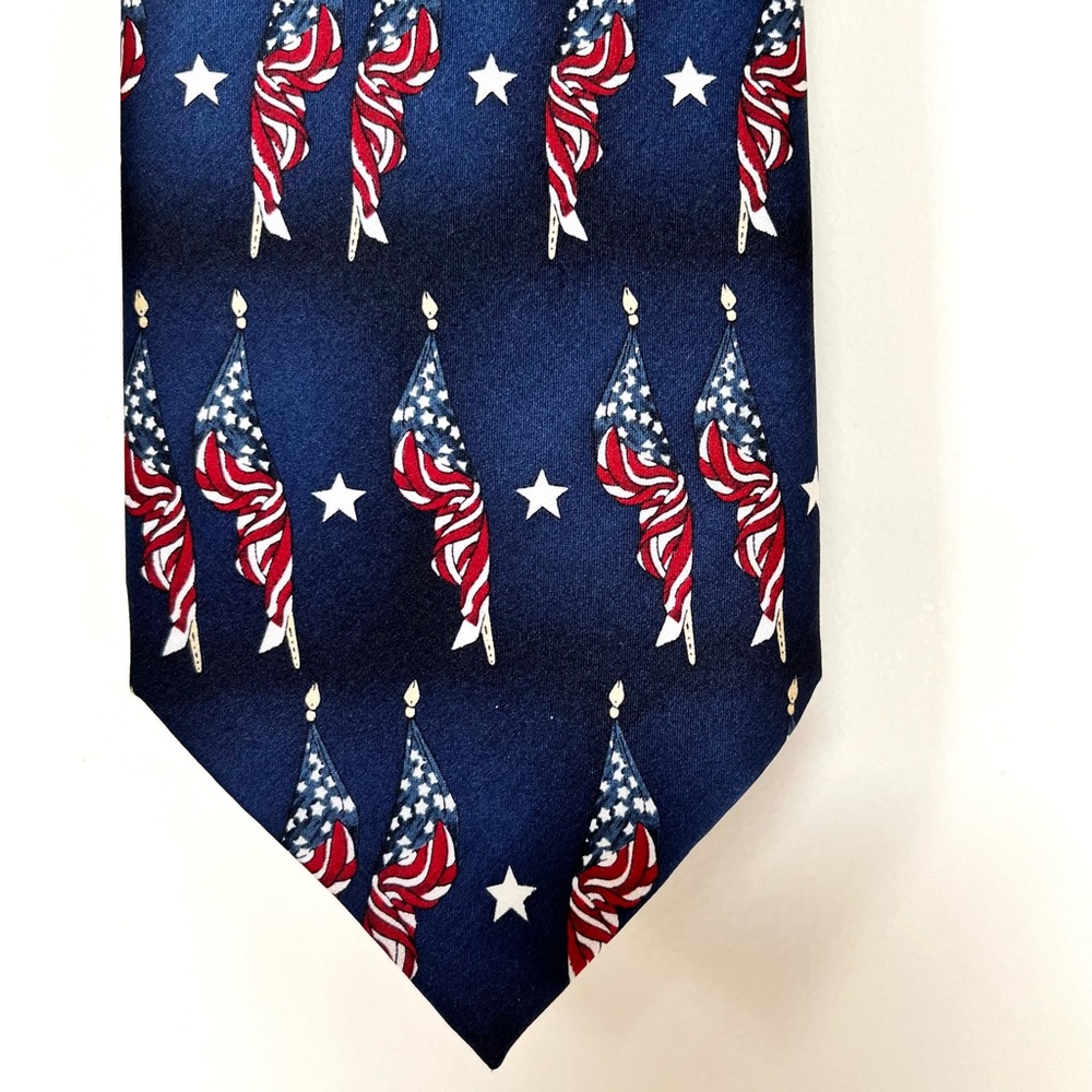 Vintage Patriotic Fourth of July American Flag Silk Tie by Stonehenge